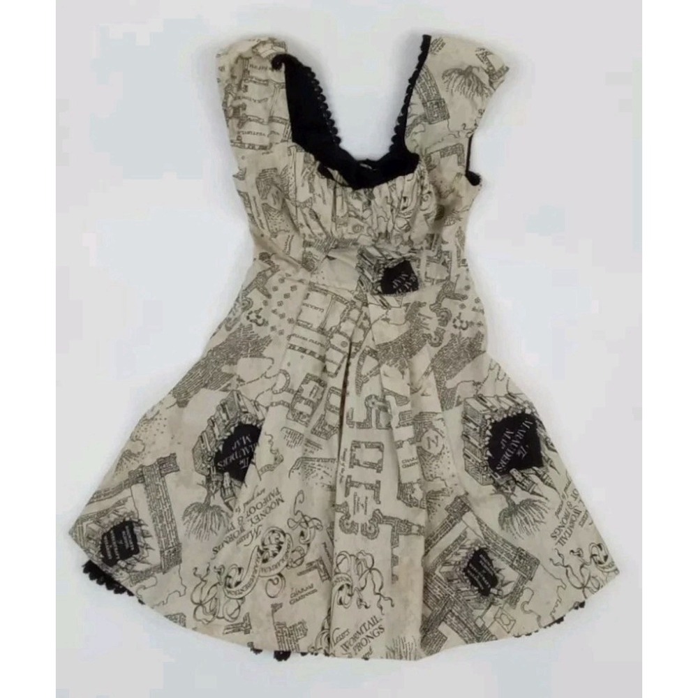 Harry Potter Marauder Wench Coquette Corset Bar Maid Dress Map Hot Topic 18 XL